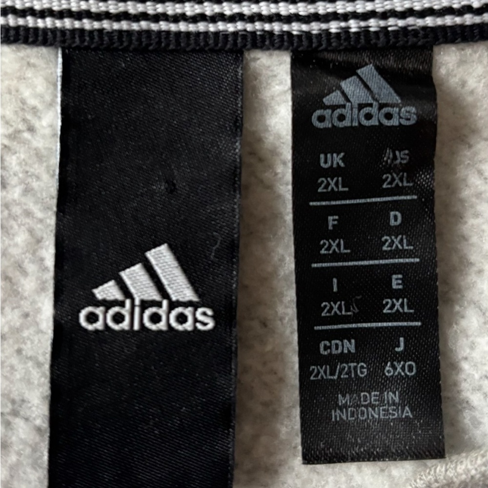 Adidas Men's Full Zip Crewneck Sweatshirt in Gray and Black Size XXL - Picture 4 of 9